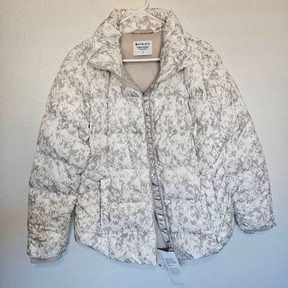 NWT Athleta | Downtown Puffer Python Seasalt Print PufferDown Jacket Women Large - Picture 7 of 11